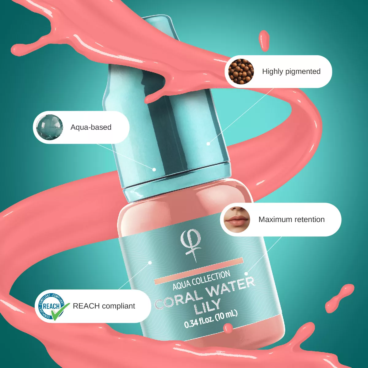 Coral Water Lily – Correction color PMU pigment 10ml - Imagen 3