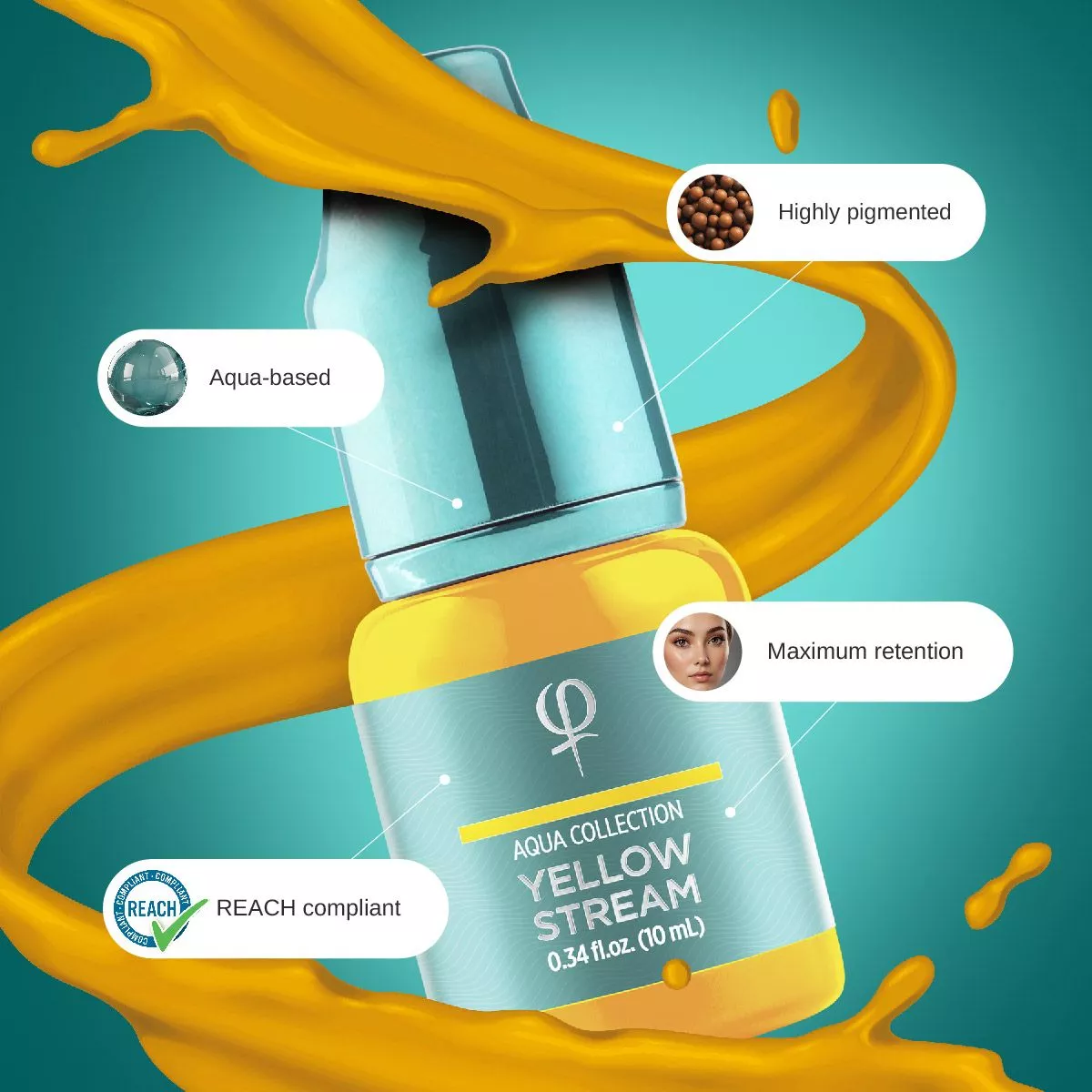 Yellow Stream PMU pigment 10ml - Correction color - Imagen 3